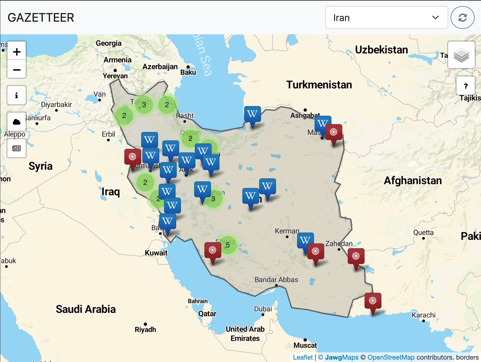 gazetteer screenshot